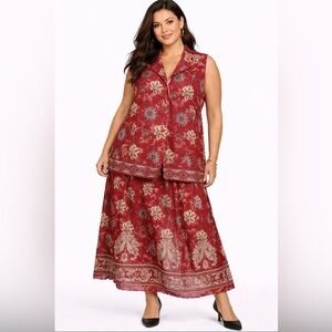 26 “ ptp Floral Red Maxi Skirt set includes top and skirt